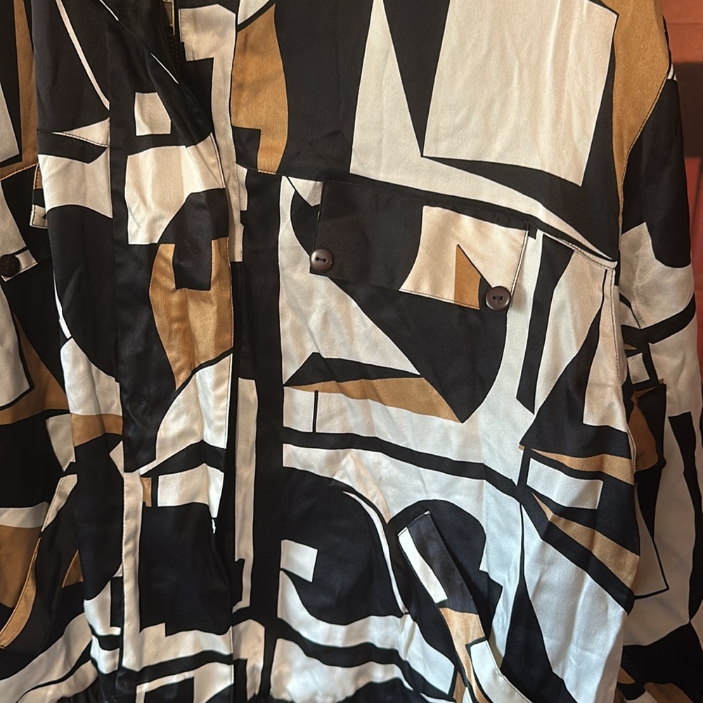 Vintage Abstract Pattern, Reversible, Black Satin… - image 3